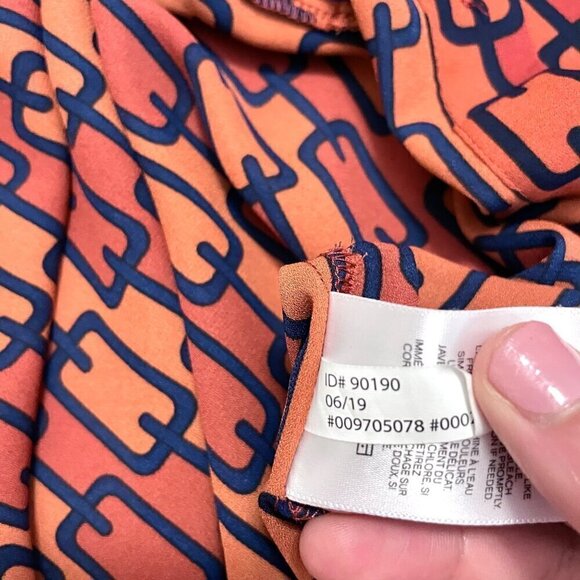 Express Orange Geometric Print Long-Sleeve Button-Front Top Women’s Size M - Picture 6 of 6